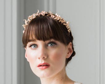 Petite Myrtle Tiara, Rose Gold Tiara, Bridal Leaf Crown, German Tiara, Rose Gold Headpiece #114