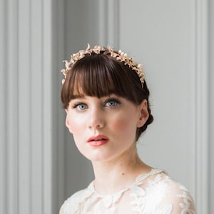 Petite Myrtle Tiara, Rose Gold Tiara, Bridal Leaf Crown, German Tiara, Rose Gold Headpiece #114
