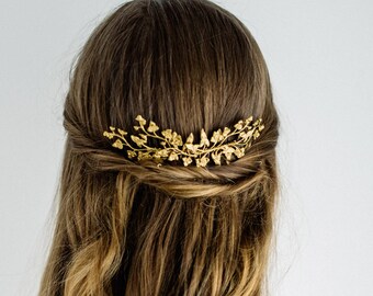 Lilia Comb, Gold Leaf Comb, Gold Flower Comb, Floral Comb, Boho Headpiece #144