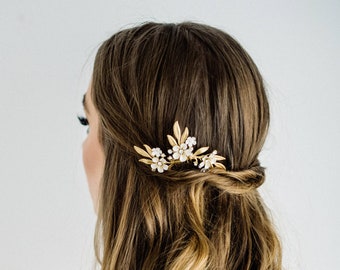 Blossom Spray Comb, Gold Flower Comb, Gold Flower Headpiece, Bridal Boho Headpiece #153