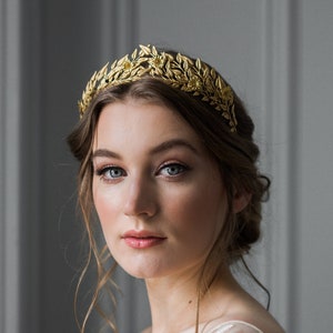 Edwardian Leaf Tiara, Wedding Tiara, Bridal Crown, Gold Crown, Gold Leaf Crown 104 image 1