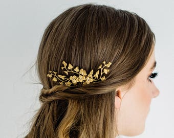 Lilia Mini Comb, Gold Leaf Comb, Gold Flower Comb, Floral Comb, Boho Headpiece #145