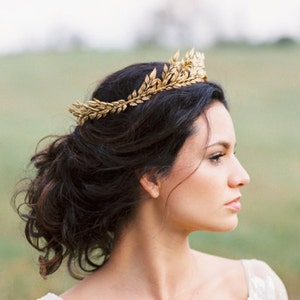 Edwardian Leaf Circlet, Bridal Crown, Gold Flower Crown, Leaf Coronet, Halo Crown, Gold Tiara 106 image 3