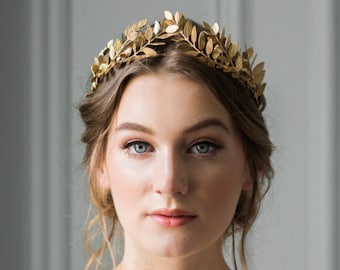 Laurel Leaf Tiara, Bridal Crown, Bridal Tiara, Gold Tiara, Gold Leaf Crown, Wedding Tiara #101