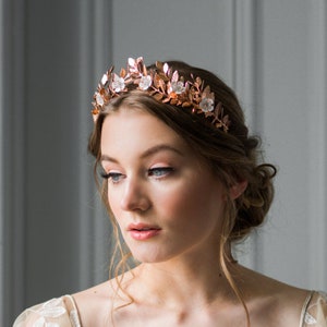 Laurel Leaf Flower Crown, Rose Gold Bridal Tiara, Flower Tiara, Rose Gold Leaf Crown, Gold Tiara 110 image 2