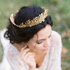 Edwardian Leaf Circlet, Bridal Crown, Gold Flower Crown, Leaf Coronet, Halo Crown, Gold Tiara 106 image 1