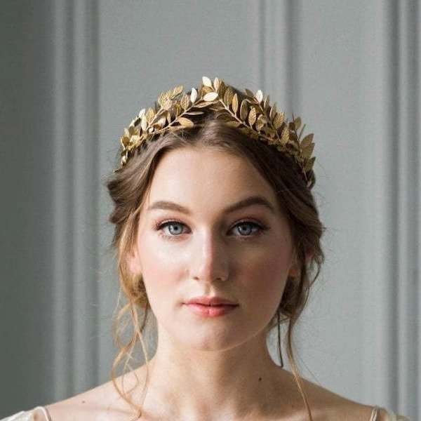 Laurel Leaf Tiara, Bridal Crown, Bridal Tiara, Gold Tiara, Gold Leaf Crown, Wedding Tiara #101