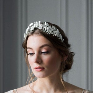 Laurel Leaf Flower Crown, Silver Bridal Tiara, Flower Tiara, Silver Leaf Crown Kate Middleton #110