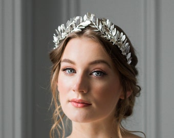 Laurel Leaf Tiara, Silver Leaf Crown, Bridal Tiara, Wedding Tiara, Boho Tiara Kate Middleton Coronation Tiara Amanda Seyfried #101