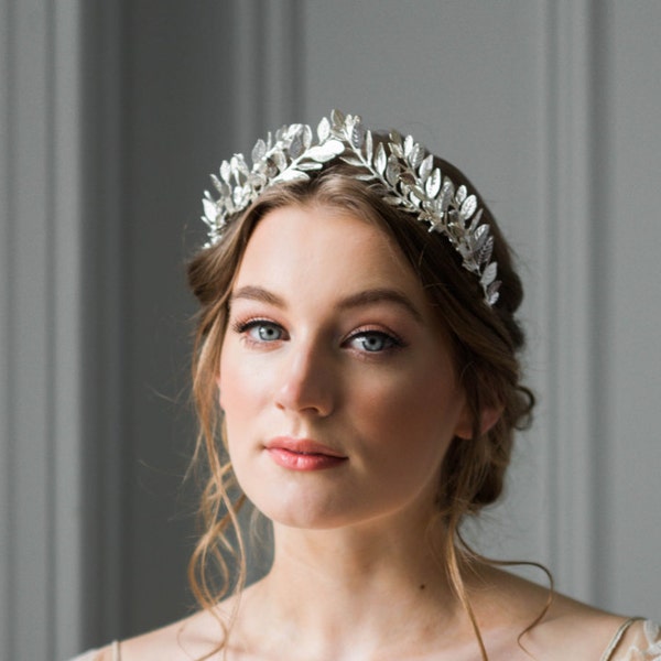 Laurel Leaf Tiara, Silver Leaf Crown, Bridal Tiara, Wedding Tiara, Boho Tiara Kate Middleton Coronation Tiara Amanda Seyfried #101