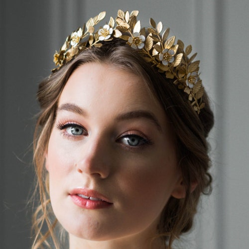 Gold Leaf Tiara Laurel Leaf Flower Crown Bridal Tiara Etsy