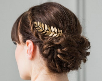 Laurel Leaf Mini Comb, Gold Leaf Headpiece, Leaf Comb, Bridal Comb, Boho Headpiece #201