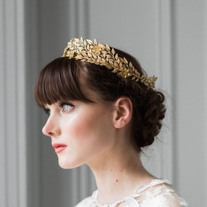 Edwardian Leaf Circlet, Bridal Crown, Gold Flower Crown,  Leaf Coronet, Halo Crown, Gold Tiara #106