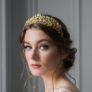 Edwardian Leaf Tiara, Wedding Tiara, Bridal Crown, Gold Crown, Gold Leaf Crown 104 image 2