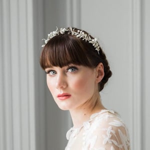 Petite Myrtle Tiara, german tiara, leaf tiara, leaf crown, Silver tiara, antique tiara #114