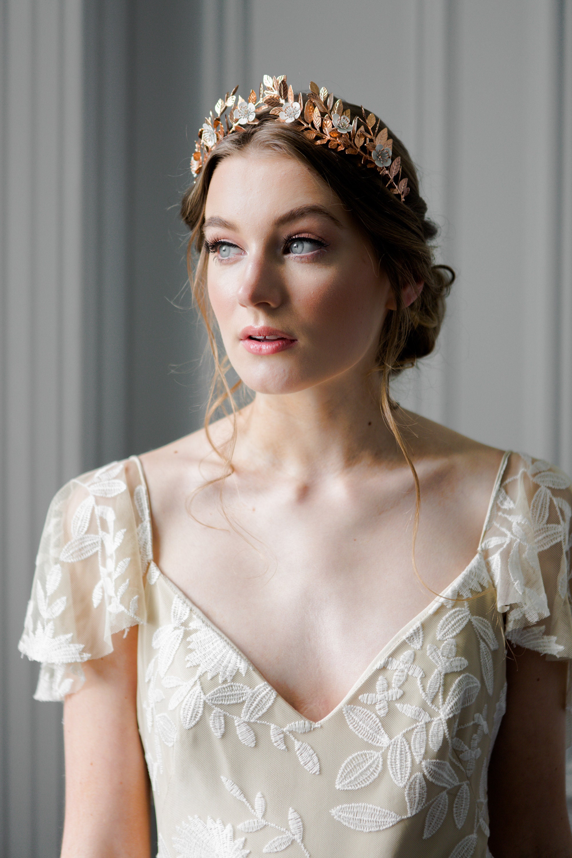 Laurel Leaf Flower Crown, Silver Bridal Tiara, Flower Tiara  display picture 1