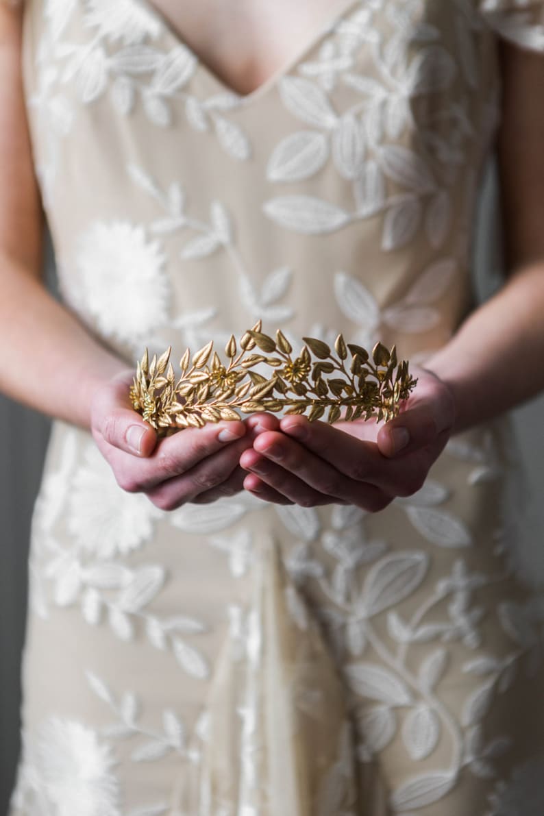 Edwardian Leaf Tiara, Wedding Tiara, Bridal Crown, Gold Crown, Gold Leaf Crown 104 image 4