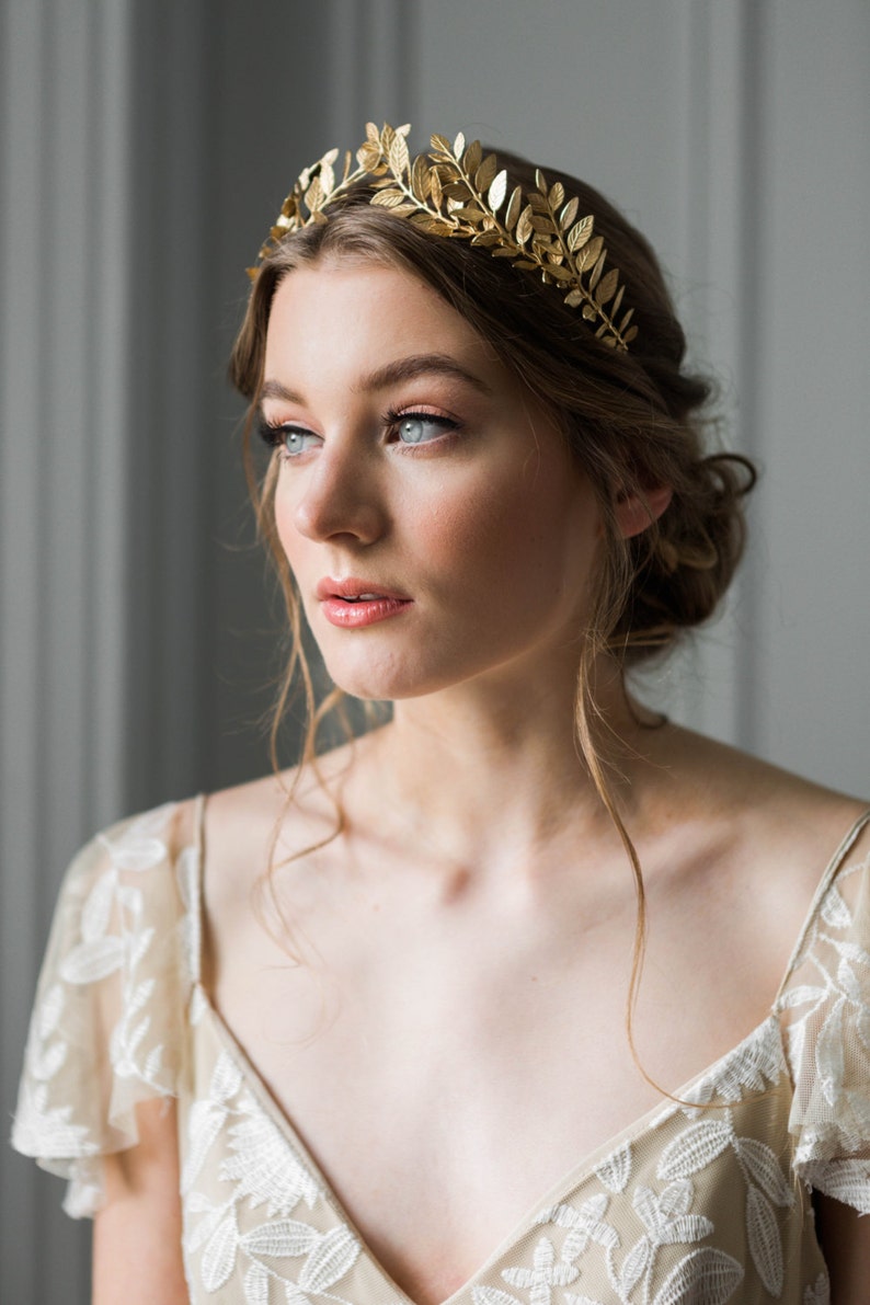 Laurel Leaf Tiara, Bridal Crown, Bridal Tiara, Gold Tiara, Gold Leaf Crown, Wedding Tiara 101 image 4