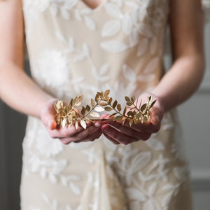 Laurel Leaf Tiara, Bridal Crown, Bridal Tiara, Gold Tiara, Gold Leaf Crown, Wedding Tiara 101 image 3