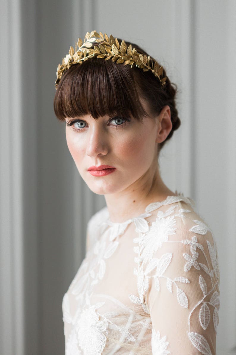 Diadème De Mariée Or Avec Cristaux - Couronne Déesse Grecque Feuilles - Accessoire Cheveux élégant