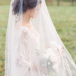 Drop Veil, simple wedding veil, chapel veil, cathedral veil, wedding veil, raw edge veil, ivory drop veil, bridal veils, blusher veil 301 image 10