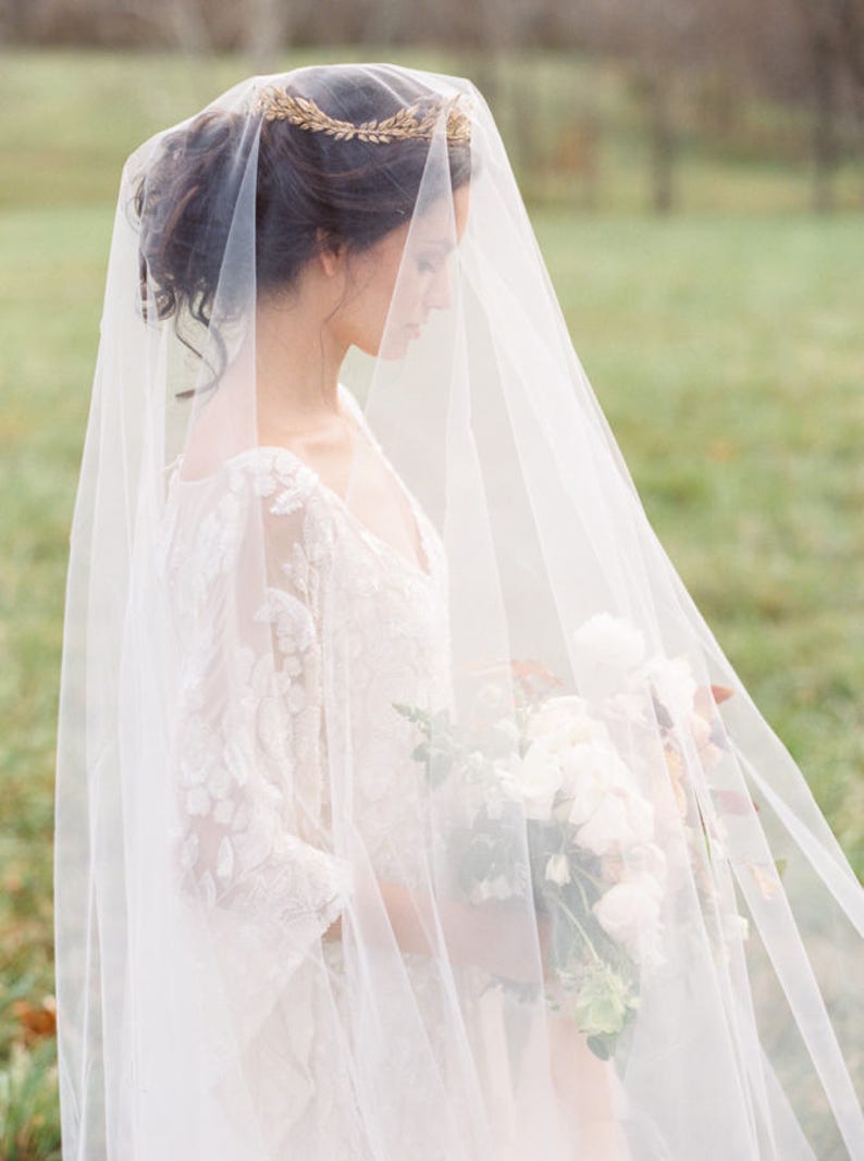 Drop Veil, simple wedding veil, chapel veil, cathedral veil, wedding veil, raw edge veil, ivory drop veil, bridal veils, blusher veil 301 image 10