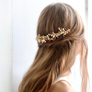 Myrtle Leaf Comb, Bridal Comb, German Tiara, Bridal Headpiece, Gold Comb #207