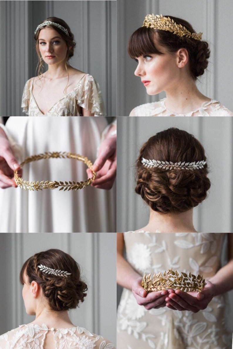 Edwardian Leaf Tiara, Wedding Tiara, Bridal Crown, Gold Crown, Gold Leaf Crown 104 image 10