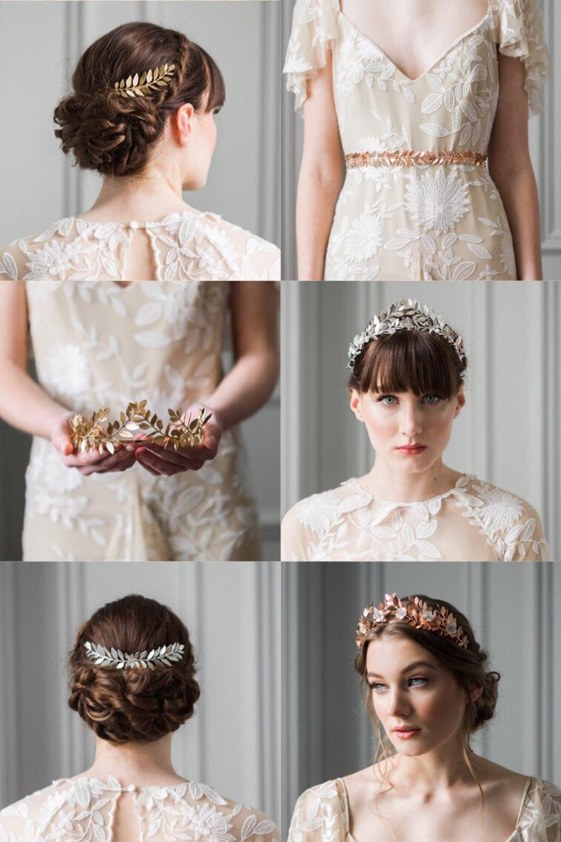 Laurel Leaf Tiara, Bridal Crown, Bridal Tiara, Gold Tiara, Gold Leaf Crown, Wedding Tiara 101 image 10