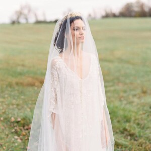 Drop Veil, simple wedding veil, chapel veil, cathedral veil, wedding veil, raw edge veil, ivory drop veil, bridal veils, blusher veil 301 image 8