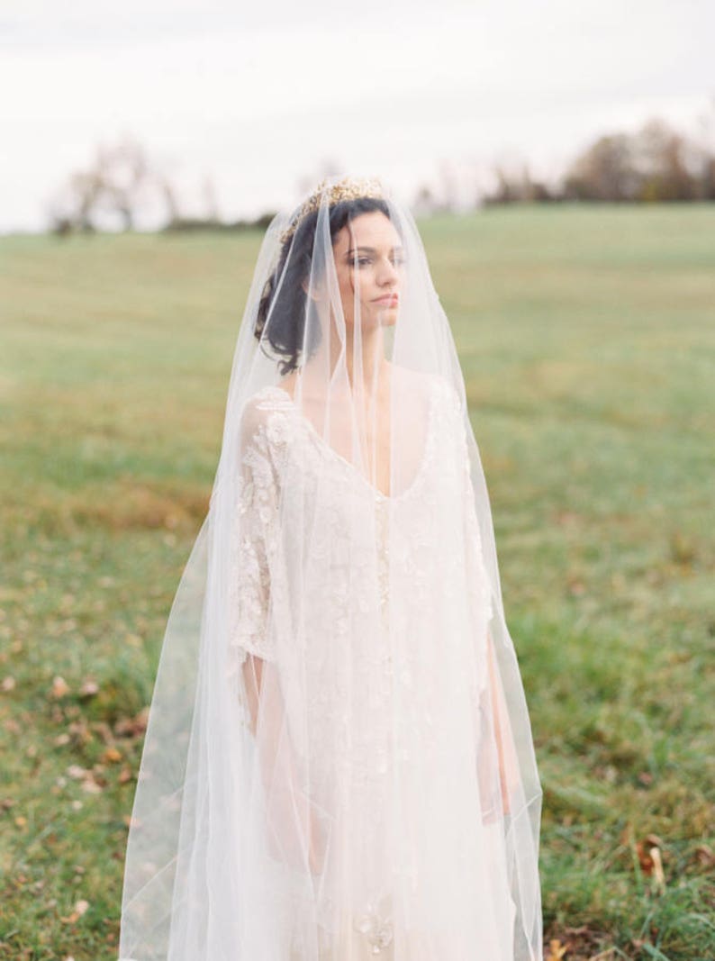 Drop Veil, simple wedding veil, chapel veil, cathedral veil, wedding veil, raw edge veil, ivory drop veil, bridal veils, blusher veil 301 image 8
