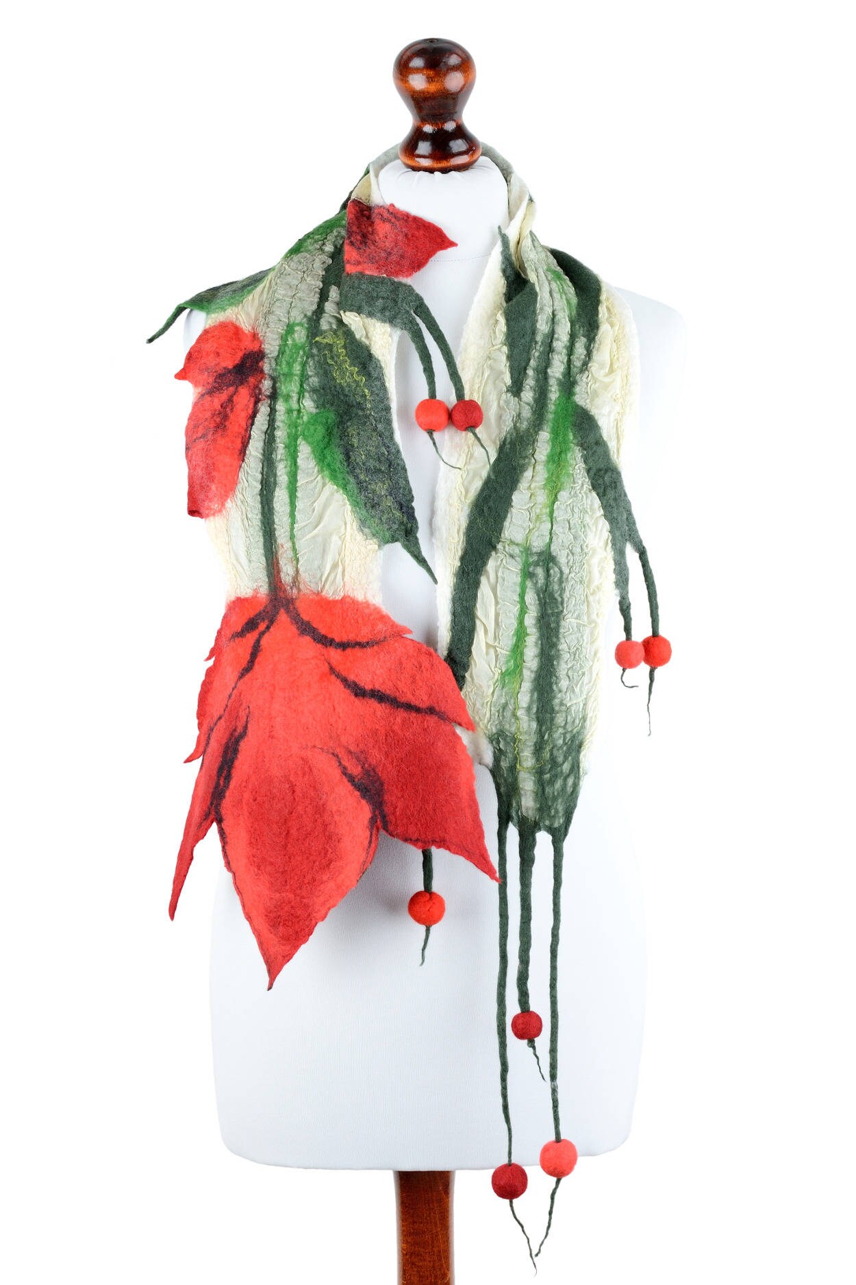 origineel & vrouwelijk accessoire S20 Nuno viltsjaal met rode tulp Accessoires Sjaals & omslagdoeken Sjaals nuno viltbloemsjaal natuurlijke damessjaal met lichtgewicht design 