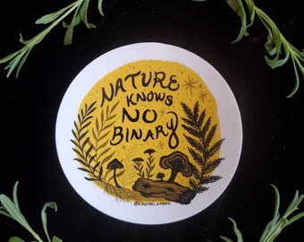 Nature Knows No Binary Vinyl Sticker | Queer Non Binary Enby Pride Art