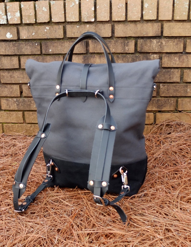 Waxed Canvas Roll Top Rucksack Backpack Option Leather Etsy