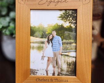 Wooden Engagement Frame, Engagement Gift, Personalised Gift for Engaged Couple,  5x7 8x10 Engraved *FREE SHIPPING*