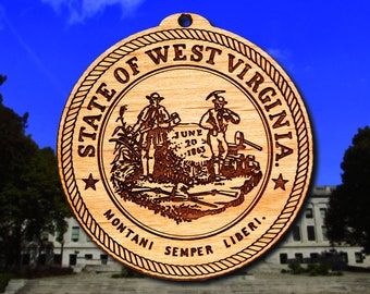 Wooden West Virginia Seal Ornament