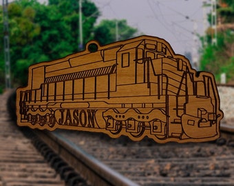 Wooden Train Engine Locomotive Ornament