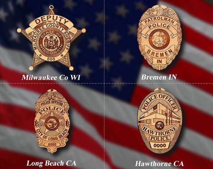 Misc. Wooden Police Badge or Patch Ornament #58