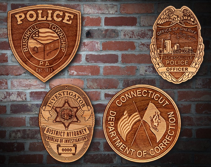 Wooden Miscellaneous Police Badge or Patch Plaque #90