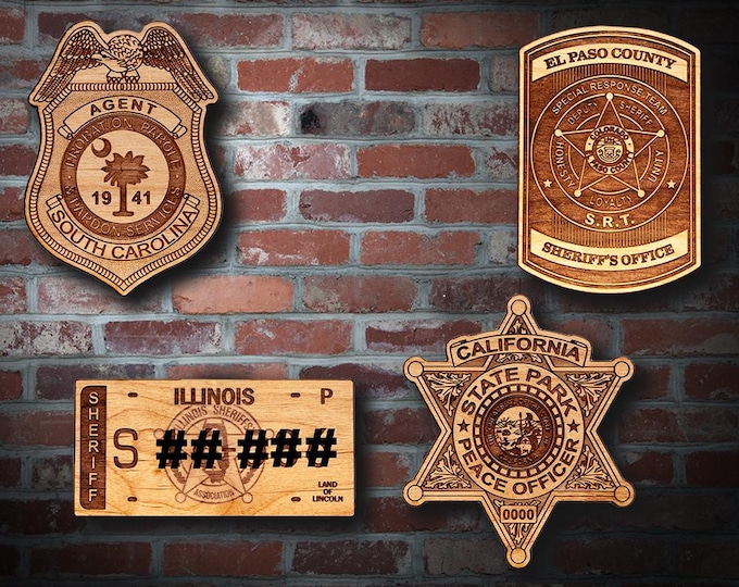 Wooden Miscellaneous Police Badge or Patch Plaque #116