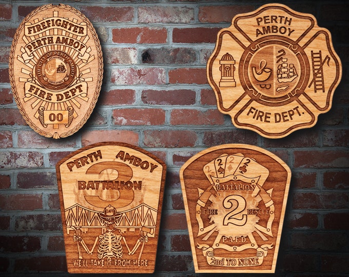 Wooden Perth Amboy NJ FD Plaques
