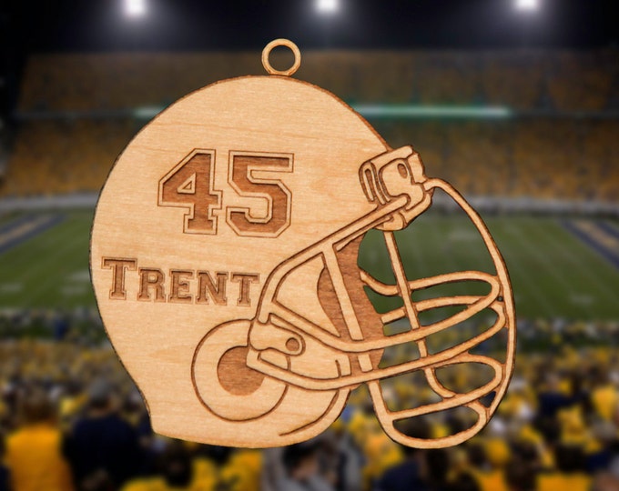 Personalized Wooden Football Helmet Christmas Ornament