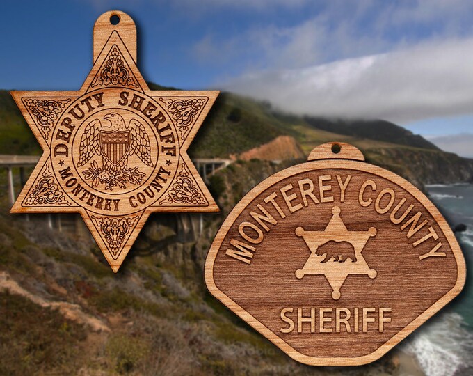 Wooden Monterey Co CA Badge or Shoulder Patch Ornament