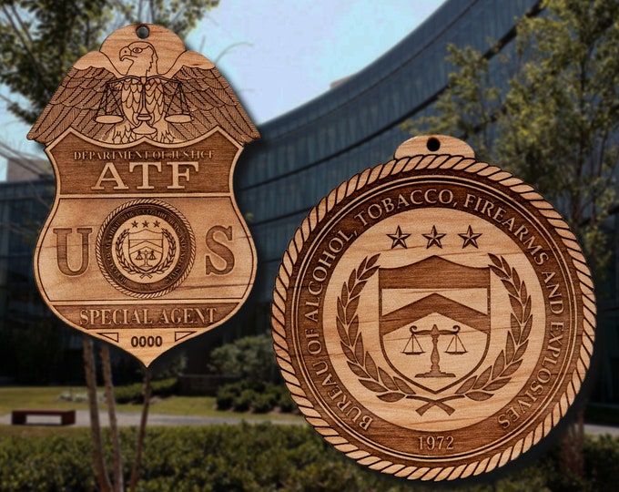 Wooden ATF Badge or Shoulder Patch Ornament