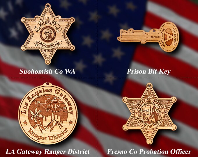 Misc. Wooden Police Badge or Patch Ornament #80