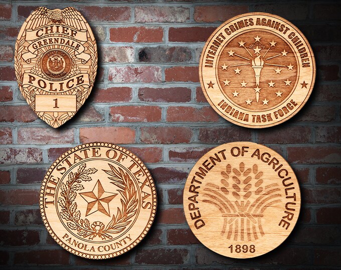 Wooden Miscellaneous Police Badge or Patch Plaque #66