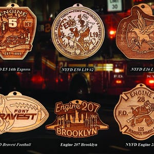 Personalized Wooden New York City Fire Department Badge and Patch Ornament 4