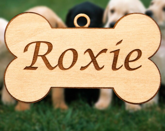 Personalized Wooden Dog Bone Christmas Ornament