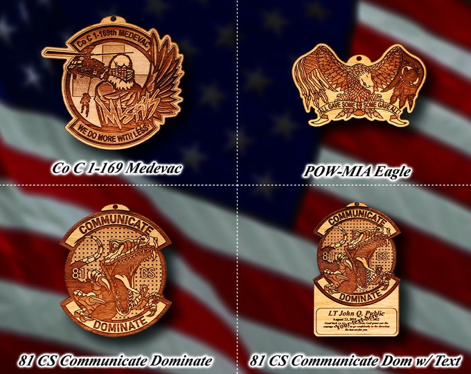 Wooden Misc. Military Patch Ornament 35