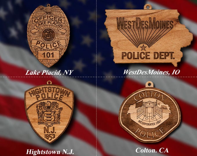Wooden Police Badge or Patch Ornament 6